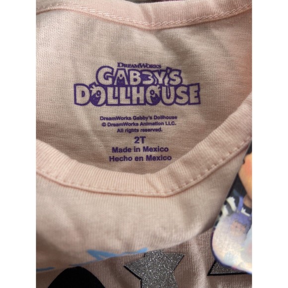Gabby's Dollhouse Graphic Print Short Sleeve Tee T-Shirt Top Kids Girls 2T - Picture 3 of 6